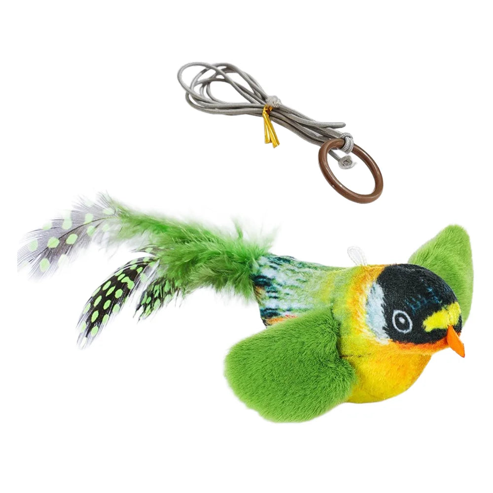 Smart Cat Chirping Bird Toy - Auto Sound Activation, Chew-Resistant Feathers & Catnip Attraction, Dual Play Modes for Interactiv