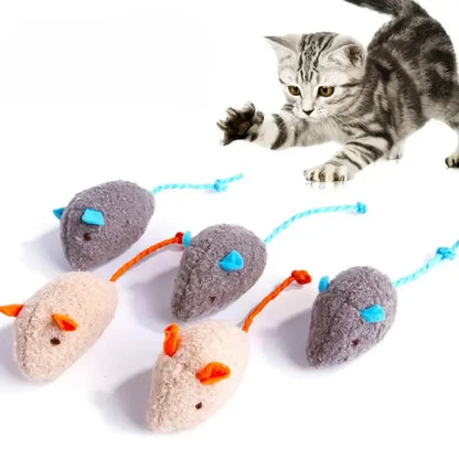 MiaouTech™ Jouets Interactifs en Peluche – Lot de 3 à 7 Souris Durables pour Chats, Tissu Lin Résistant, Idéal pour Jeu d’Intérieur