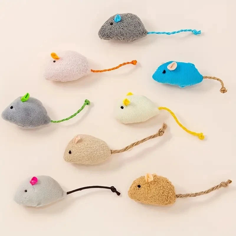 MiaouTech™ Jouets Interactifs en Peluche – Lot de 3 à 7 Souris Durables pour Chats, Tissu Lin Résistant, Idéal pour Jeu d’Intérieur
