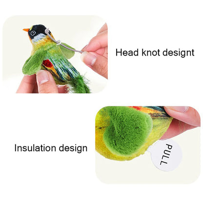 Smart Cat Chirping Bird Toy - Auto Sound Activation, Chew-Resistant Feathers & Catnip Attraction, Dual Play Modes for Interactiv
