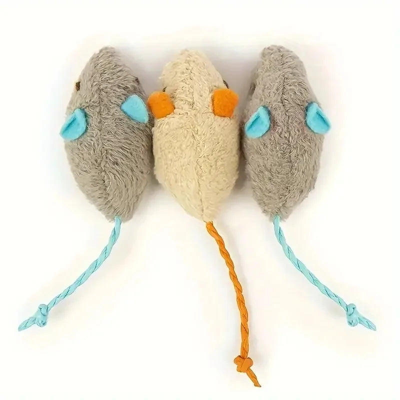 MiaouTech™ Jouets Interactifs en Peluche – Lot de 3 à 7 Souris Durables pour Chats, Tissu Lin Résistant, Idéal pour Jeu d’Intérieur