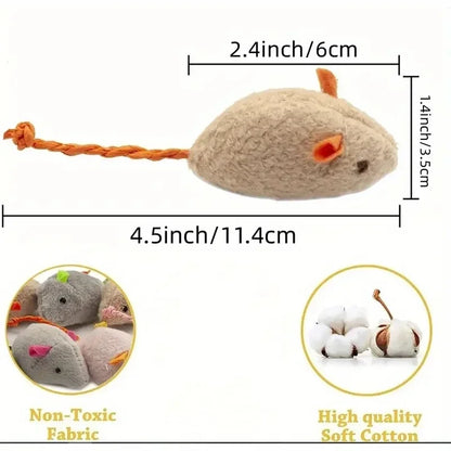 MiaouTech™ Jouets Interactifs en Peluche – Lot de 3 à 7 Souris Durables pour Chats, Tissu Lin Résistant, Idéal pour Jeu d’Intérieur