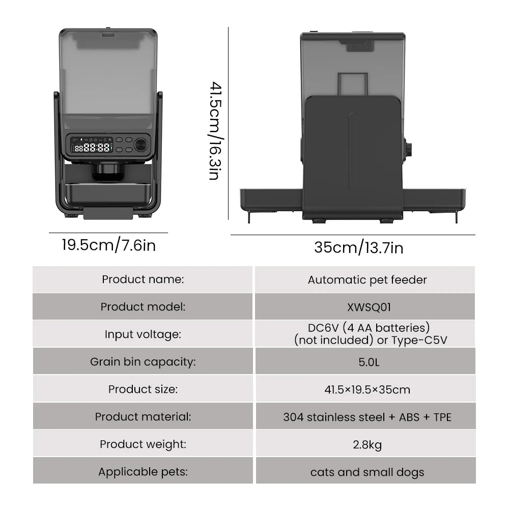 Distributeur Automatique Intelligent MiaouFeed™ 5L - Nourrissage Programmable & Double Alimentation.