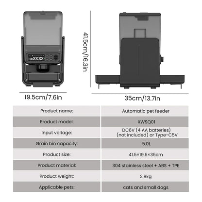 Distributeur Automatique Intelligent MiaouFeed™ 5L - Nourrissage Programmable & Double Alimentation.